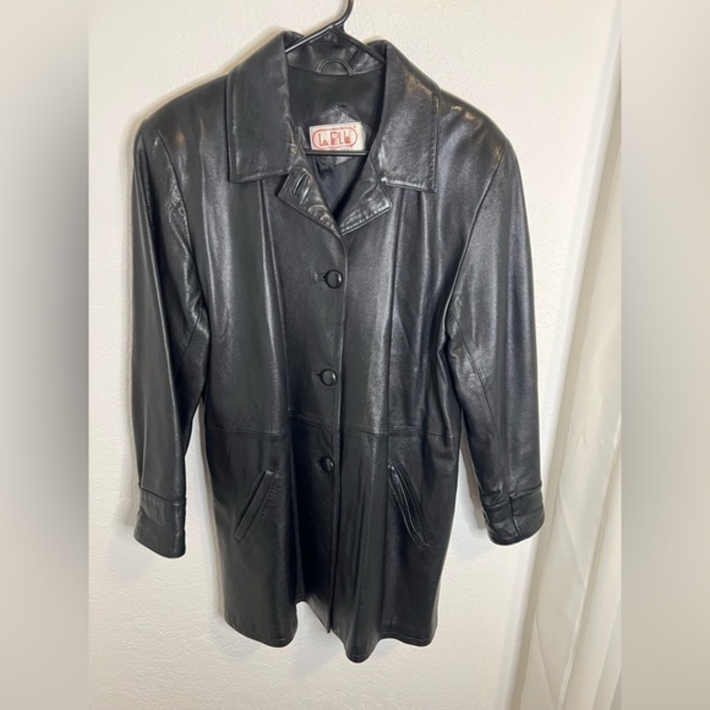 Vintage Firenze La Pelle Jacket Italy Black Soft Leather Buttons Sz XS